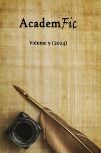 Journal cover with the title AcademicFic Volume 5 (2024) with a bottle of ink and quill pen pictured below