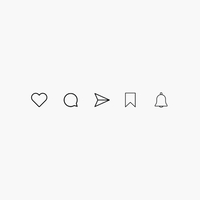 GIF of animation with CTAs and illustrations of a heart, chat bubble, paper airplane, ribbon and bell.