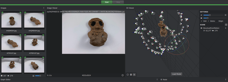 Screenshot of photogrammatic processing of small terra cotta sculpture