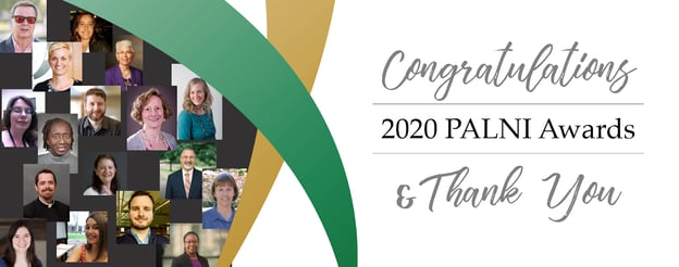 Banner graphic with individual headshots of PALNI award winners and text that reads Congratulations  and Thank You 2020 PALNI Awards