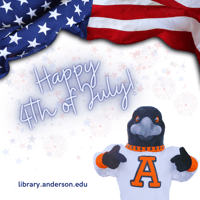 Independence Day 4th July Instagram Post with USA flag and Anderson University mascot