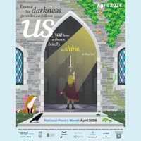 Cartoon image of a young girl in a cloak holding a sword up to an archway on a castle with windows and ivy. A fox and crow sit outside, facing the girl.