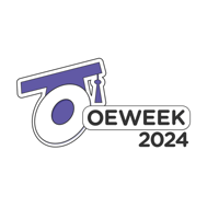 OEWEEK 2024 logo with purple graduation cap atop the O