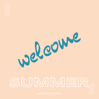 Orange and teal GIF that reads Welcome Summer