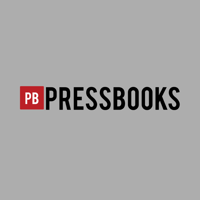 Pressbooks logo against a gray background