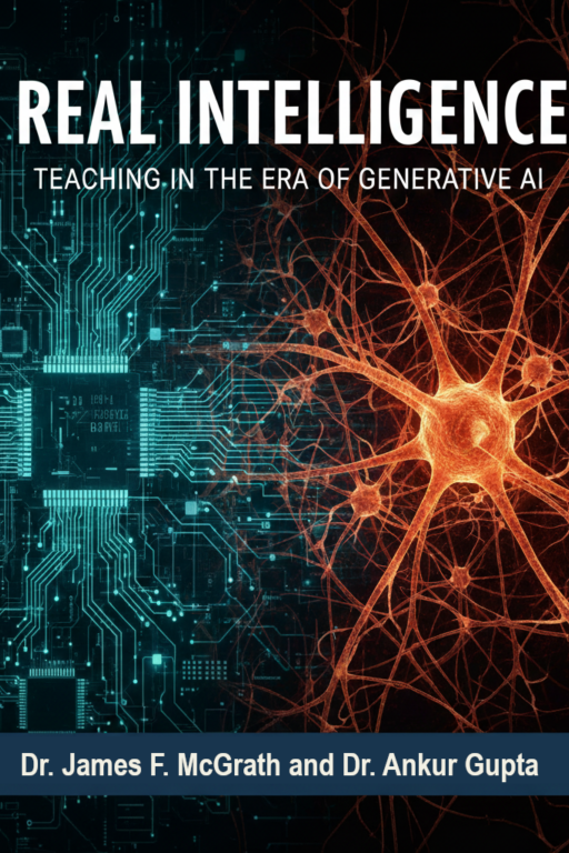 Real Intelligence book cover with decorative graphic design of lines of computer data next to human brain synapses