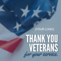 Social media graphic with American flag that reads Thank You Veterans for your service
