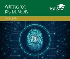 "Writing for Digital Media" book cover with graphic design of a fingerprint surrounded by digital lines