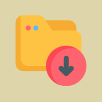 icon of a folder with the symbol for download (arrow pointing down)