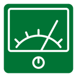 Green icon of a gauge 