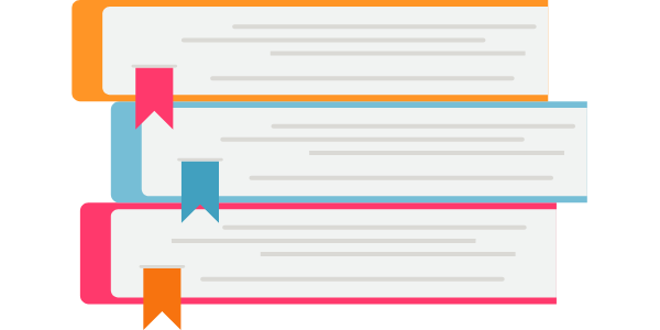 Illustration of three stacked textbooks