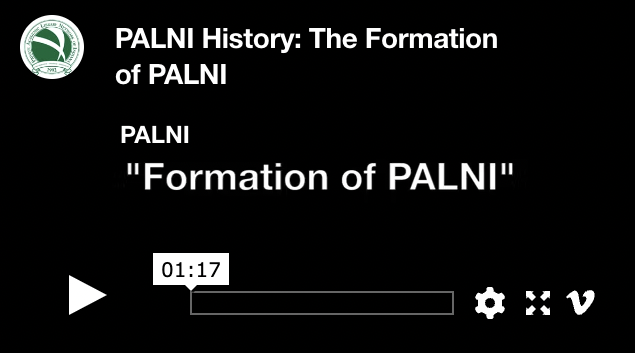 Screenshot of title slide that reads PALNI History: The Formation of PALNI