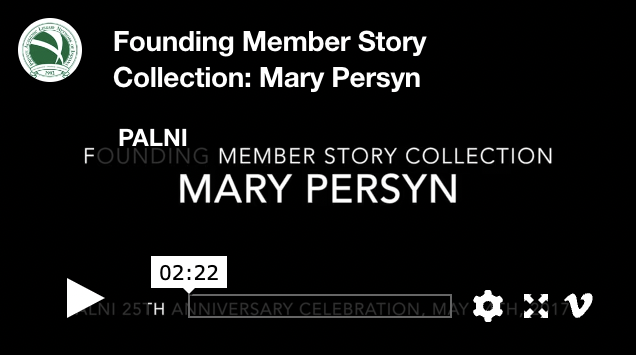 Video title card that reads Founding Member Story Collection: Mary Persyn